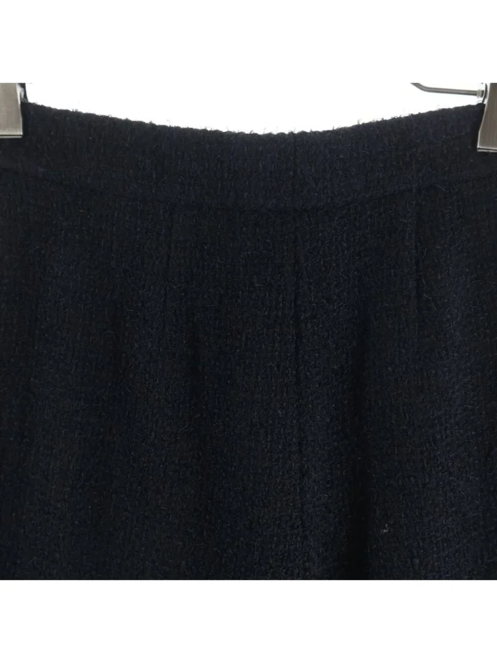 Chanel Tweed Wide Pants CC Logo Button Trousers Black